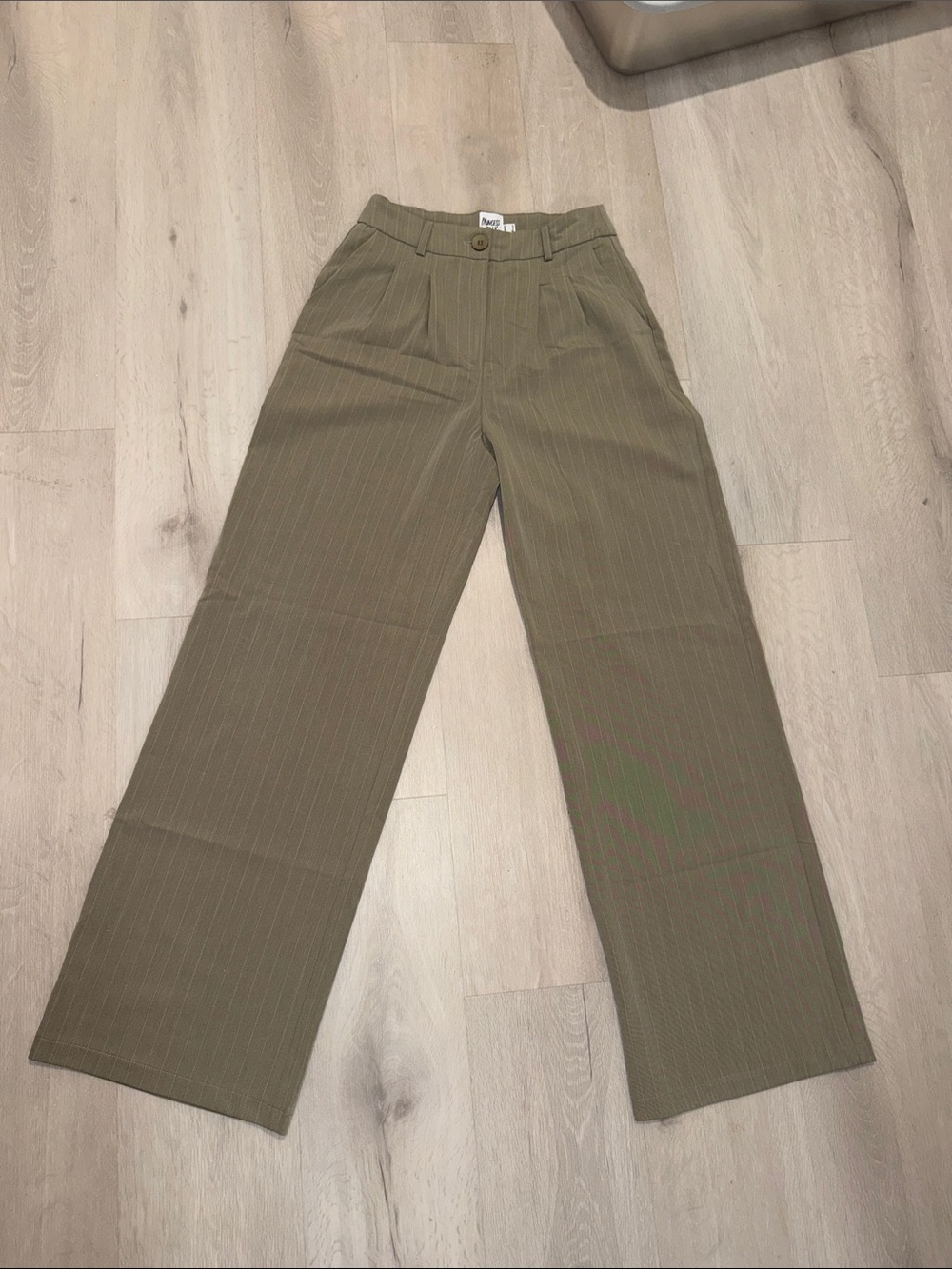 Princess Polly Olive Pinstripe Wide-Leg Trousers